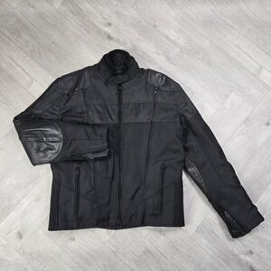 UNIK Size 42 Black Motorcycle Jacket Leather Removable Linning Vented Layered